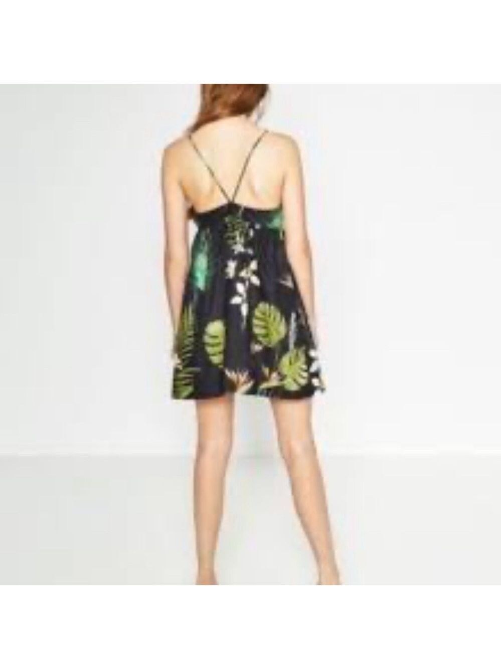 Zara Trafaluc tropical print cut out tie front sundress size medium - Picture 2 of 11
